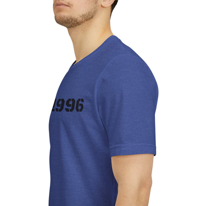Vintage Est. 1996 T-shirt by Printify featuring a retro design, perfect for celebrating a birth year birthday gift.