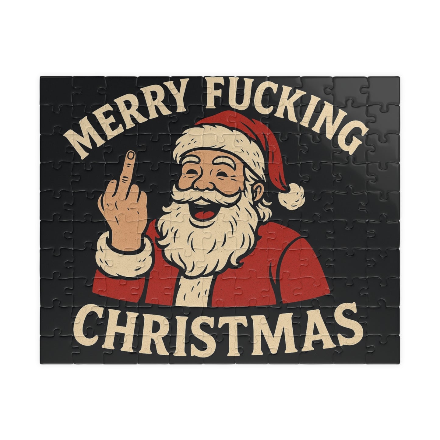 Merry Fucking Christmas Puzzle | Santa Middle Finger Holiday Jigsaw - TRV