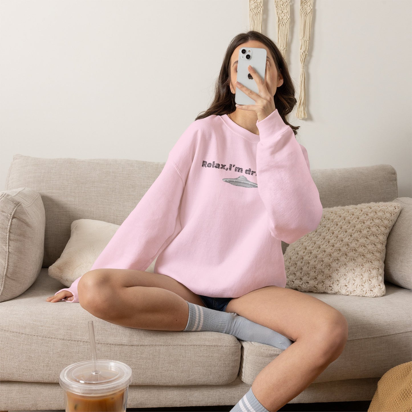 Relaxing UFO Driving Sweatshirt, Funny Gift for UFO Lovers, Unisex Crewneck Pullover, Casual Wear, Space Enthusiast Apparel