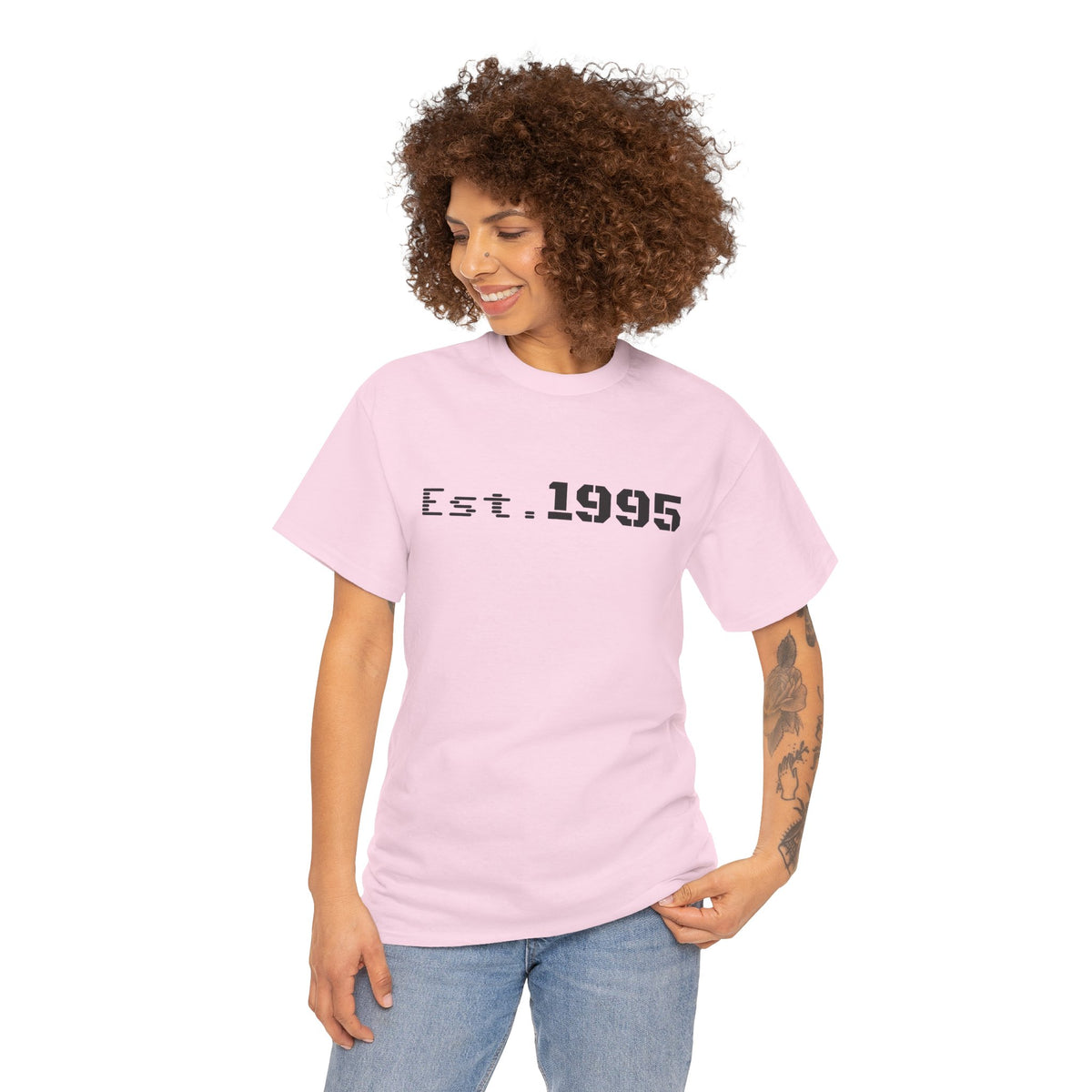 Vintage minimalist "Est. 1995" T-shirt by Printify, featuring a simple design celebrating a 1995 birthday.