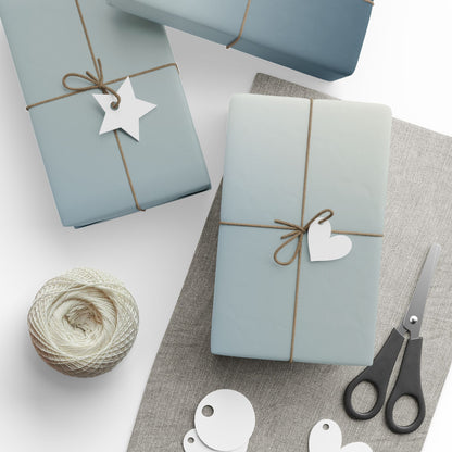Gradient Ombre Wrapping Paper Roll — Coastal Blue to Cream Gift Wrap