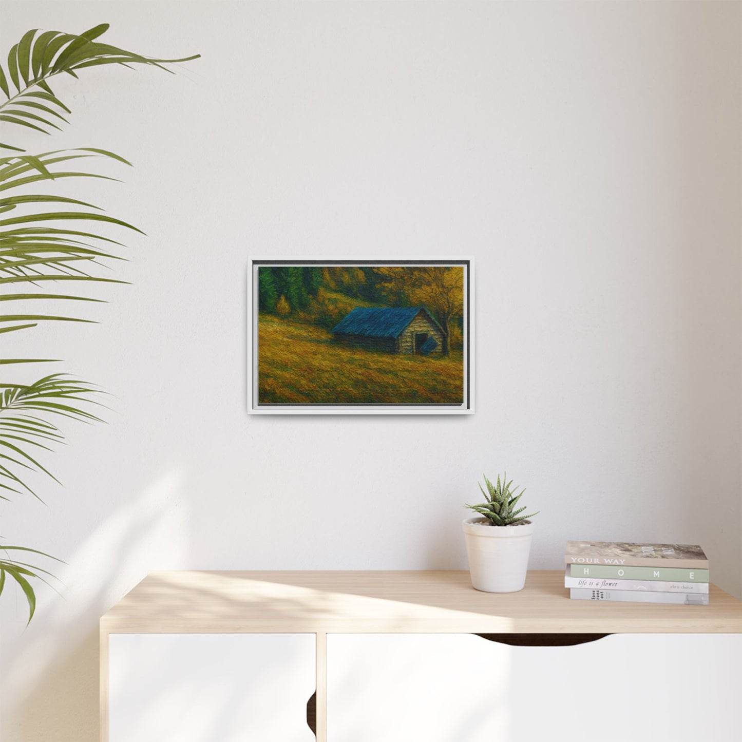 Framed Matte Canvas Print, Rustic Artwork, Farmhouse Decor, Nature Wall Art, Gift for Home, Autumn Decor, Landscape Painting