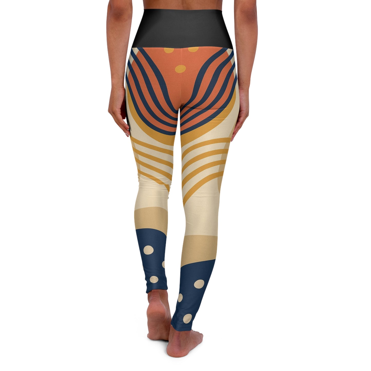 Abstract Retro Sunburst Leggings High Waisted Yoga Leggings | Geometric AOP