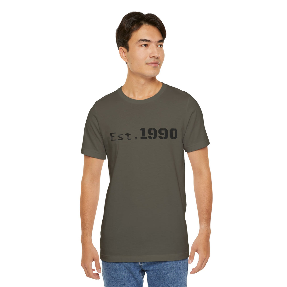 Vintage Est. 1990 T-Shirt by Printify, featuring classic design and comfortable fabric, perfect for celebrating a birth year.