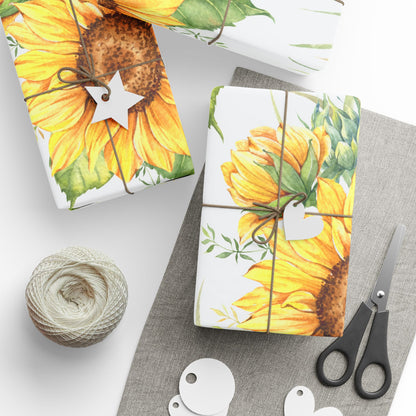 Sunflower Wrapping Paper Roll — Floral Gift Wrap for Birthdays, Mother's Day & Spring Celebrations