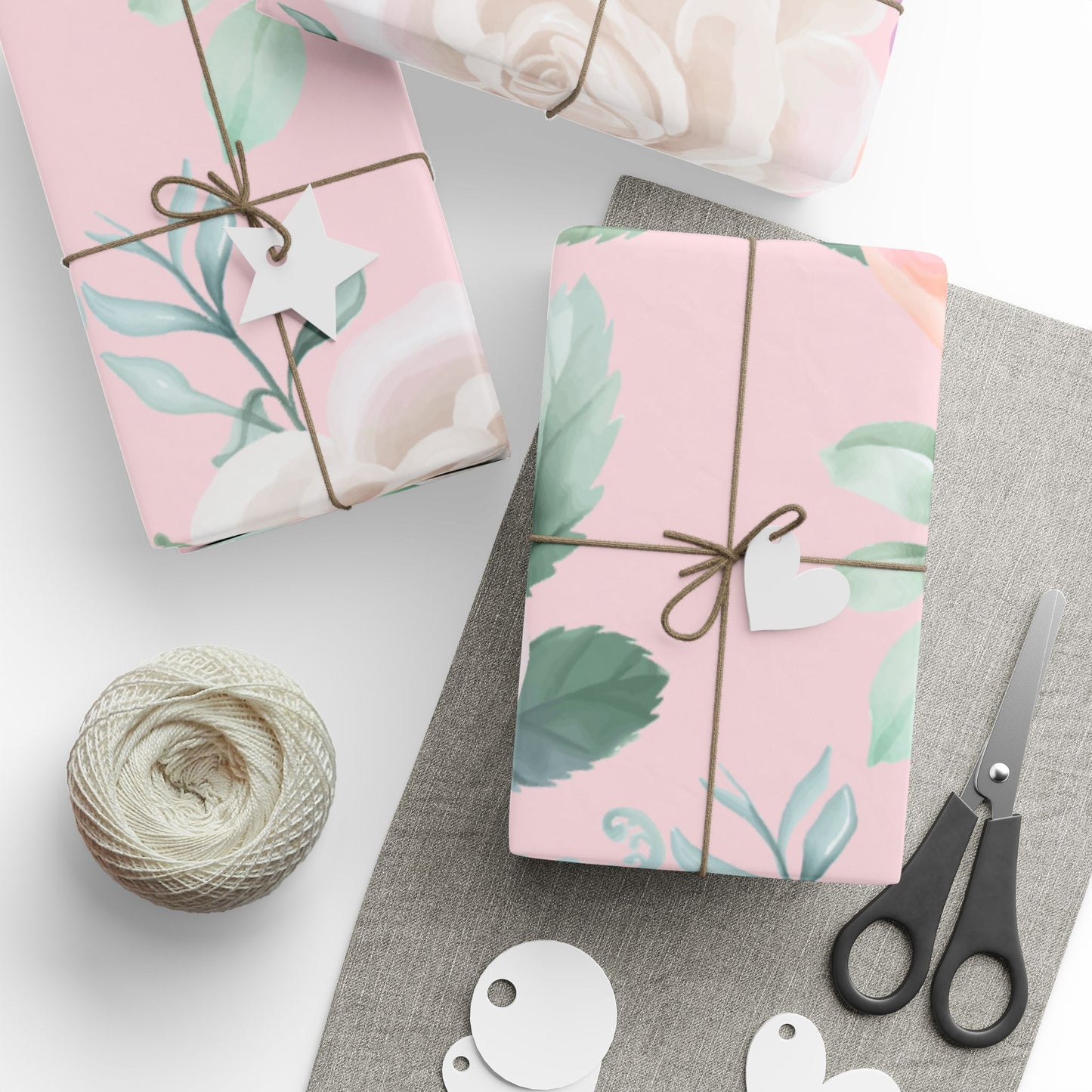 Floral Pink Wrapping Paper Roll — Pastel Peony Gift Wrap for Mother's Day & Birthdays