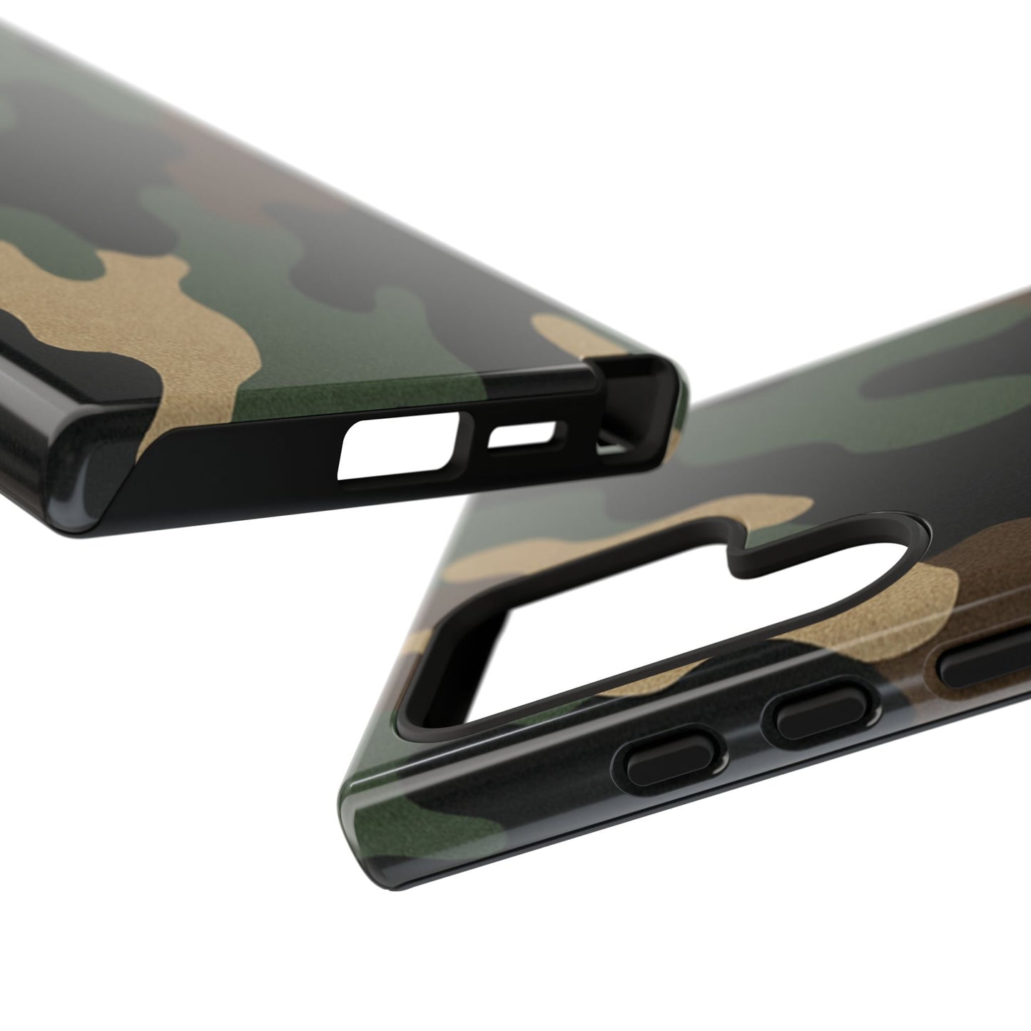 Military green camo tough phone case by Printify, rugged protective cover designed for durability and style.
