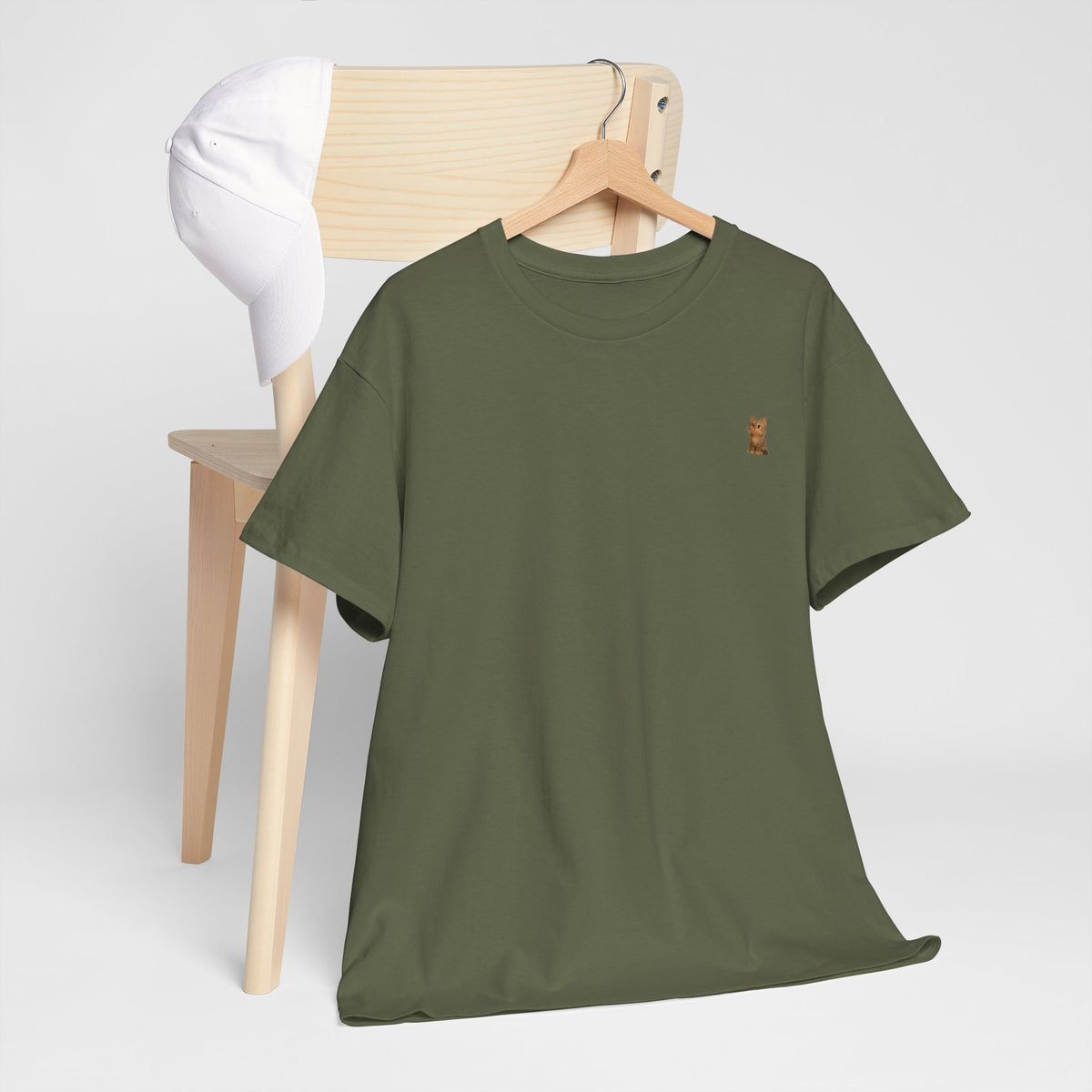 Brown kitten graphic T-shirt for cat lovers, featuring a cute cat design on a comfortable printify tee.