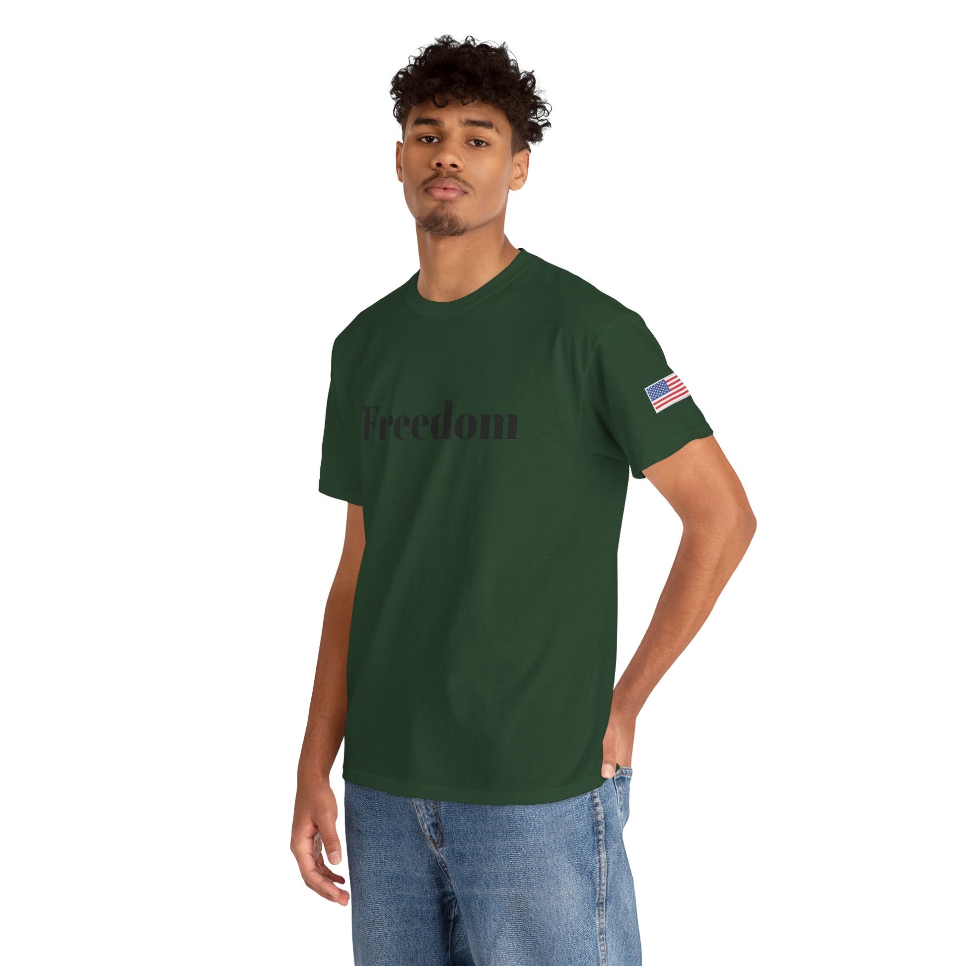 Freedom script tee | T-Shirt, American flag sleeve - TRV