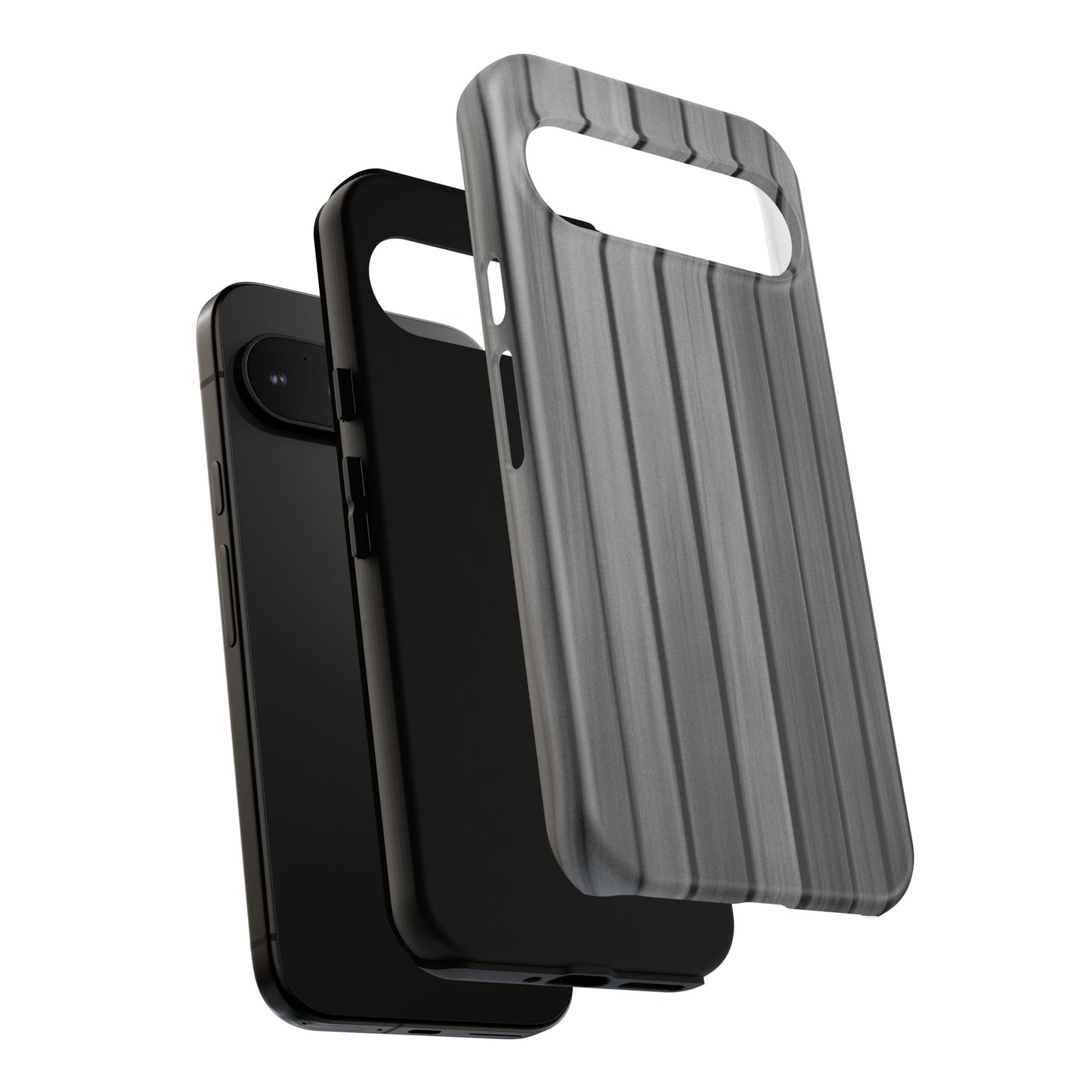 Ribbed metal texture Printify tough protective phone case for iPhone, featuring durable design and sleek metallic finish.