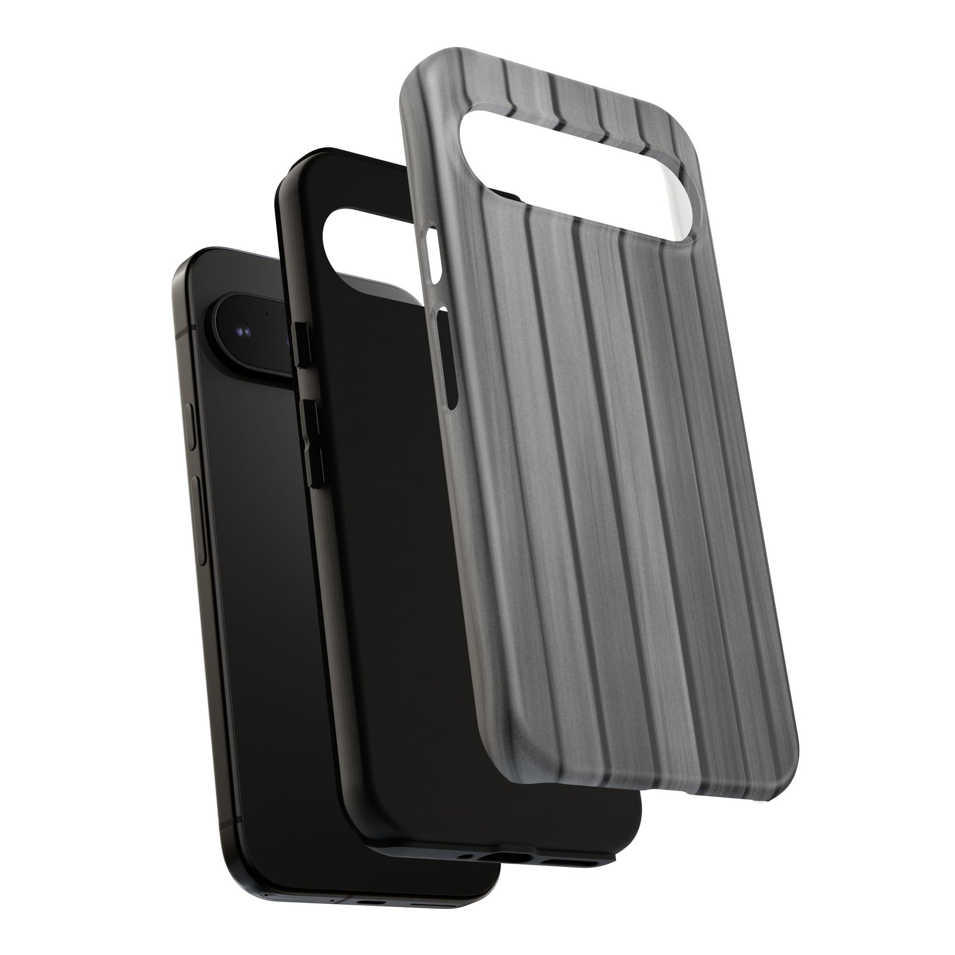 Ribbed metal texture Printify tough protective phone case for iPhone, featuring durable design and sleek metallic finish.
