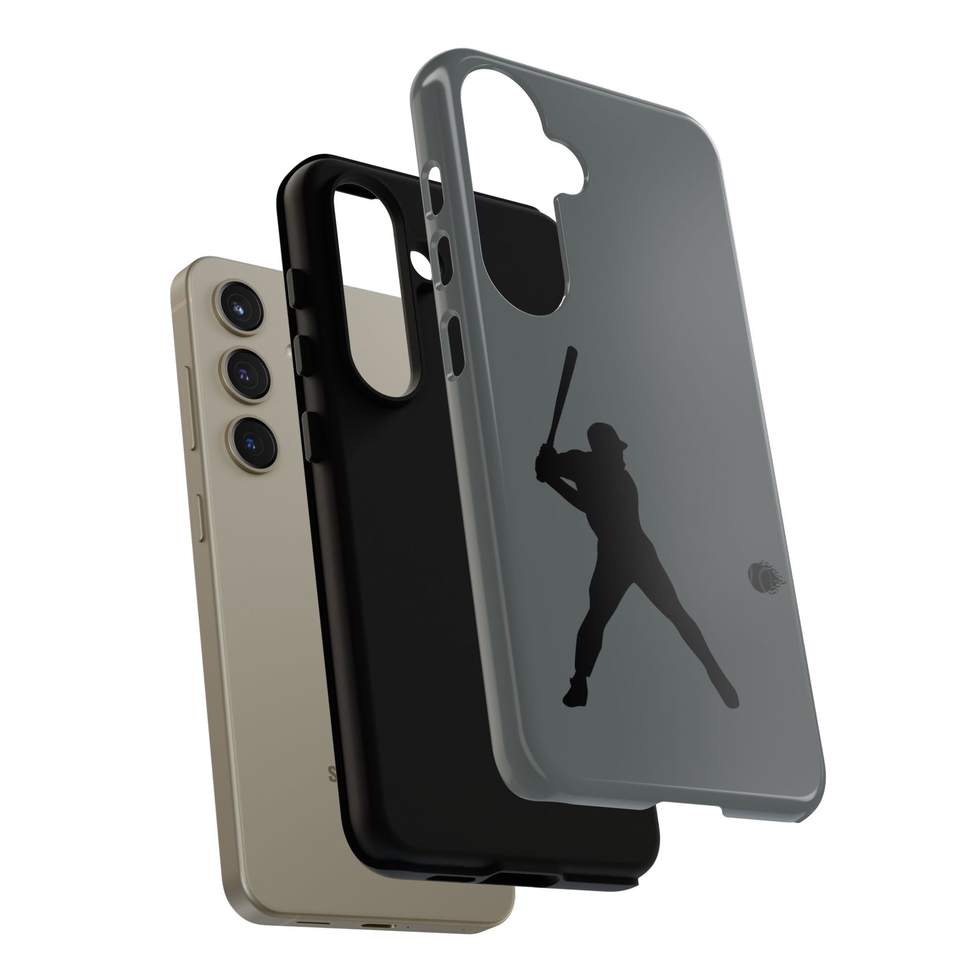 Black baseball silhouette tough phone case for iPhone, protective sporty design by Printify with durable, impact-resistant material.