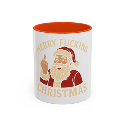 Merry Fucking Christmas Mug — Funny Santa Middle Finger Coffee Cup (11oz & 15oz)
