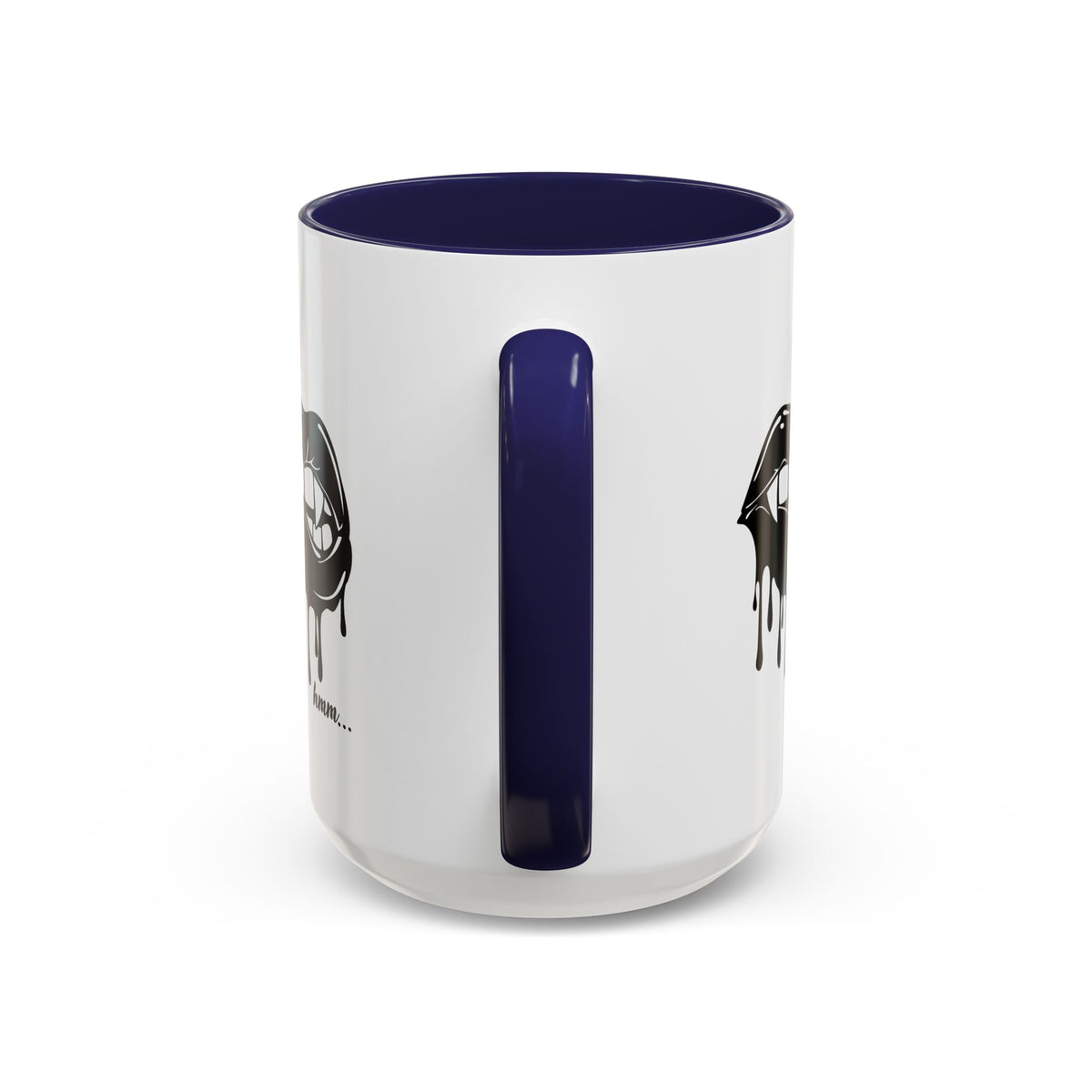 Black accent Dripping Bite coffee mug by Printify, 11oz or 15oz, featuring a distinctive dripping design on ceramic surface.