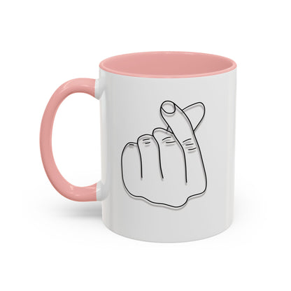 K-Pop Accent Mug - Love Gesture Design (11oz, 15oz), Korean Pop Coffee Cup, K-Pop Lover Gift, Cute Drinkware, Unique Mug