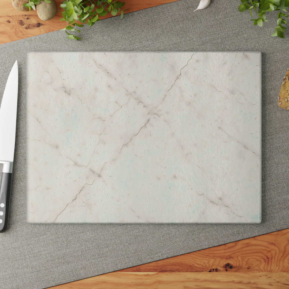 Marble-Print Glass Cutting Board — Elegant Kitchen Prep Surface