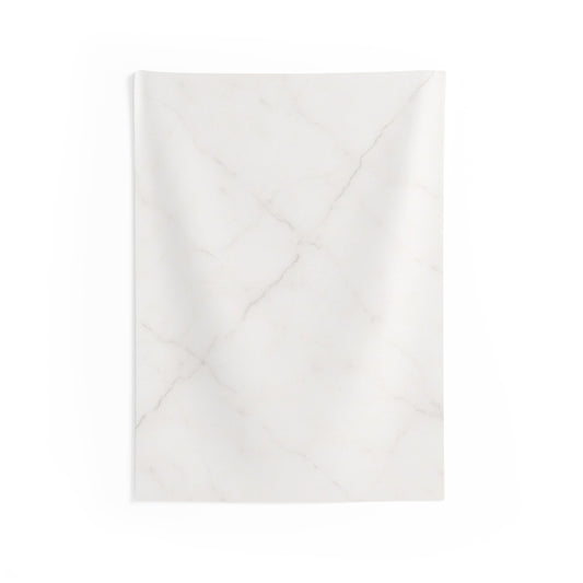 White marble texture wall tapestry by Printify, minimal indoor decor with elegant marble print for stylish wall accents.