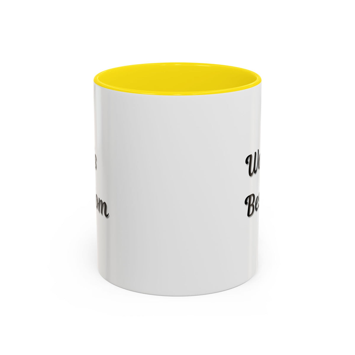 Black-trim ceramic mug with "World's Best Mom" text, ideal as a Mother's Day gift, by Printify.