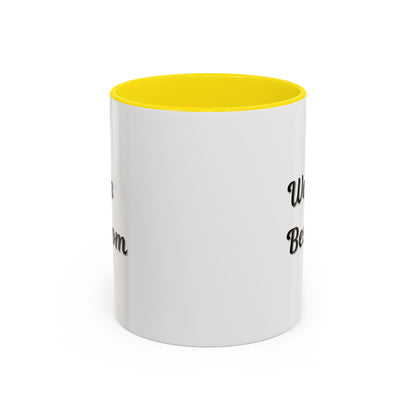 Black-trim ceramic mug with "World's Best Mom" text, ideal as a Mother's Day gift, by Printify.
