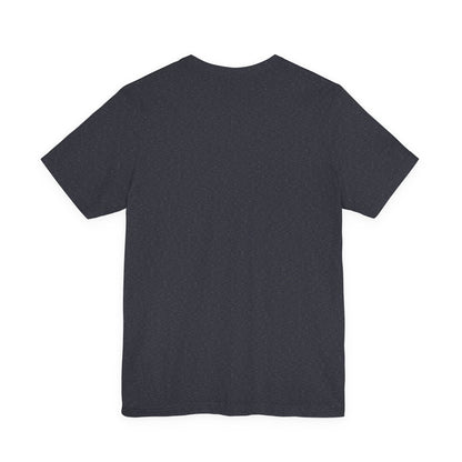 USA flag text T-shirt by Printify featuring patriotic Fourth of July design, casual cotton tee with red, white, and blue colors.