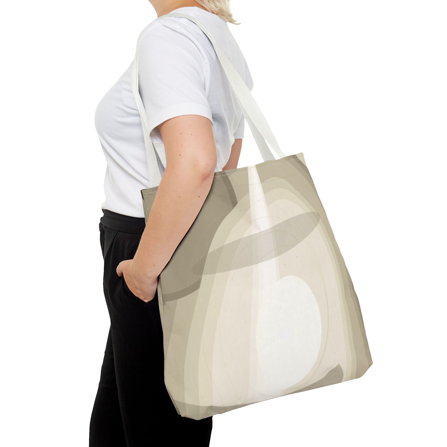 Neutral Abstract Light Beam Tote Bag | Minimalist Geometric Pattern