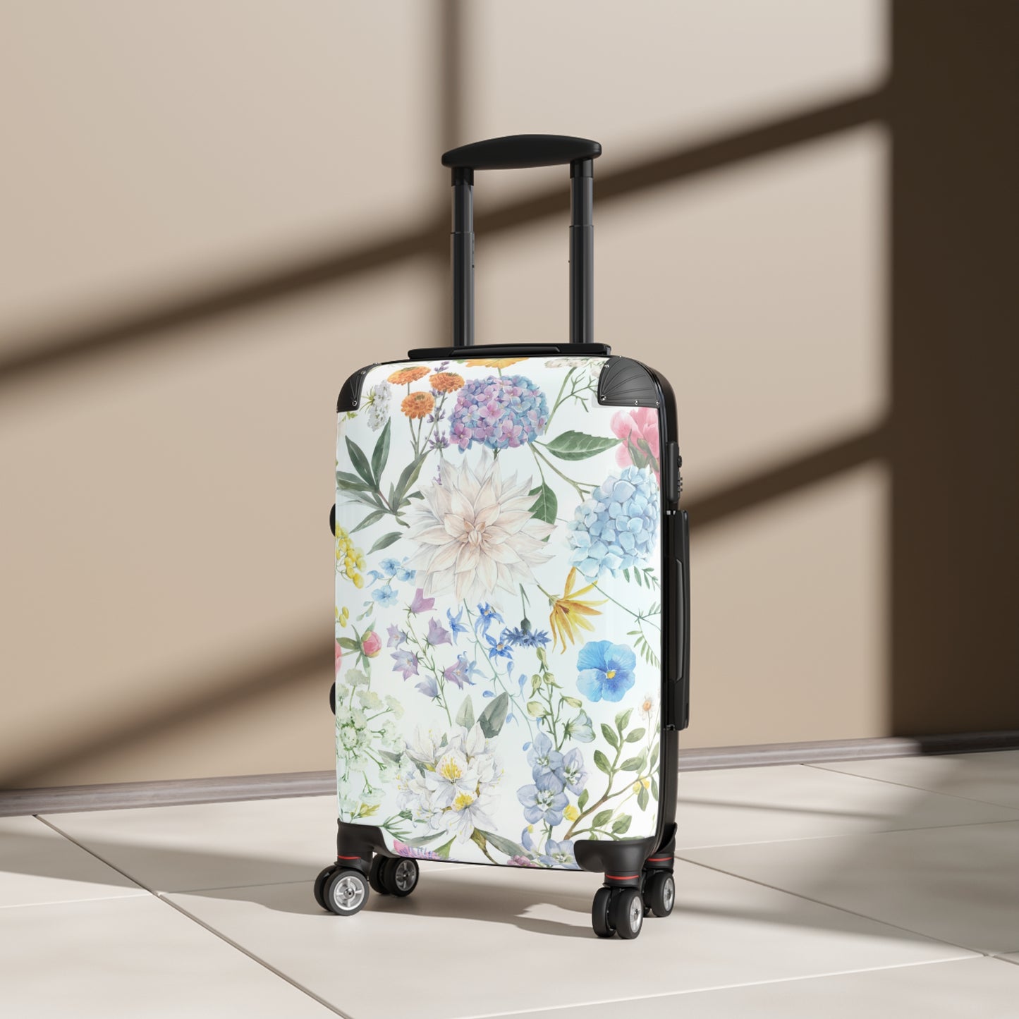 Floral Watercolor Suitcase – Lightweight Carry-On Luggage with Pastel Garden Print