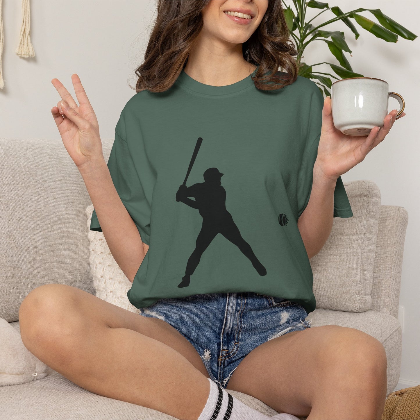 Unisex Baseball Silhouette Tee, Casual Wear, Sports Fan Apparel, Gift for Athletes, Summer Outing Outfit, Soft Cotton Shirt