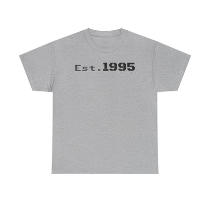 Unisex Heavy Cotton Tee - Est. 1995, Vintage Birthday Gift, Customizable Tee, Retro Unisex Shirt, Casual Everyday Wear