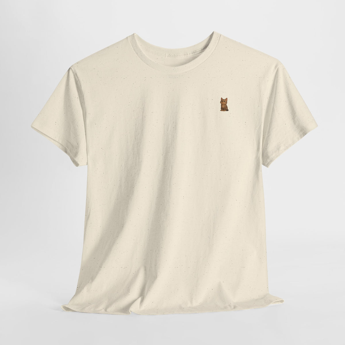 Brown kitten graphic T-shirt for cat lovers, featuring a cute feline design on a comfortable Printify T-shirt.