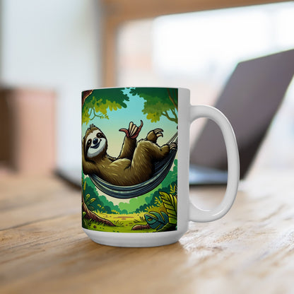 Sloth Lovers Ceramic Mug - Cute Jungle Coffee Cup, Gift for Nature Lovers, Relaxation Mug, Birthday Present, Unique Kitchenware