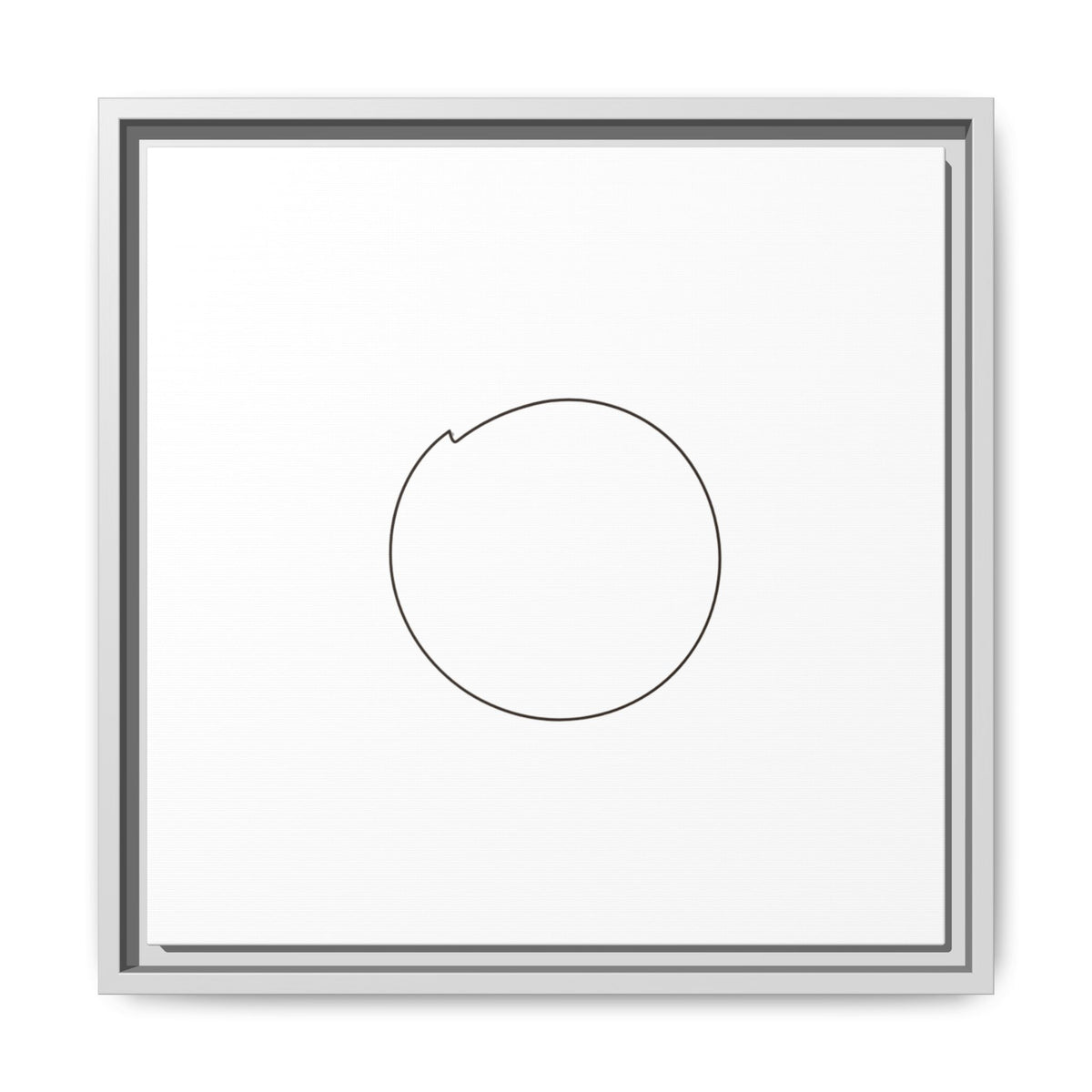 Framed matte canvas wall art featuring a minimal circular line design, by Printify, perfect for modern home decor.
