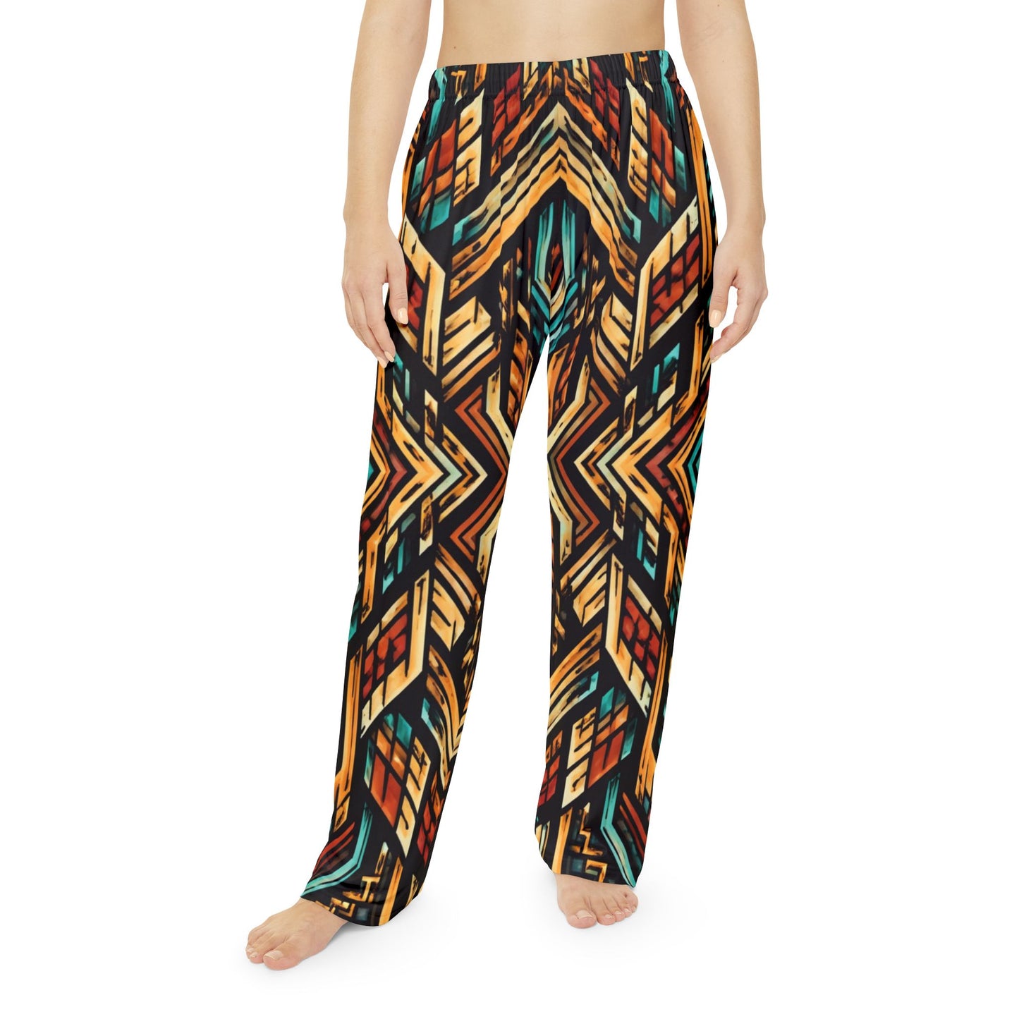 Geometric Tribal Print Pajama Pants | Aztec Pattern Lounge Bottoms