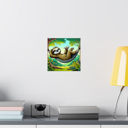 Sloth Hammock Matte Poster — Tropical Relaxation Wall Art