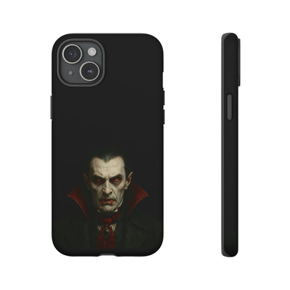 Gothic Dracula vampire portrait phone case for iPhone, featuring horror-themed artwork by Printify.