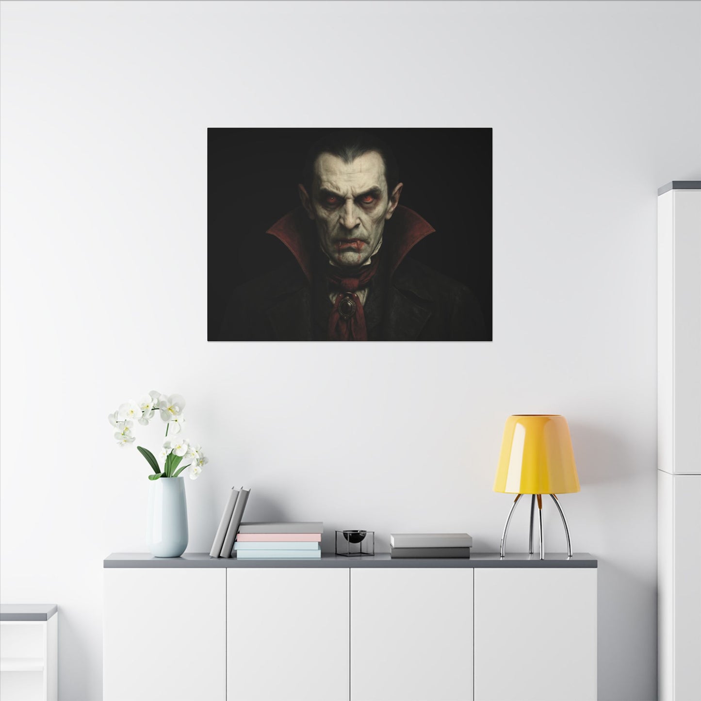 Gothic Vampire Canvas Wall Art, Spooky Decor, Halloween Home Accent, Creepy Art Piece, Horror Themed Gift