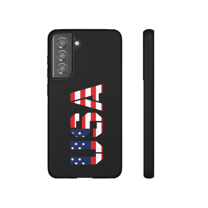 Patriotic American flag phone case by Printify, rugged protective case for smartphones featuring bold flag design.