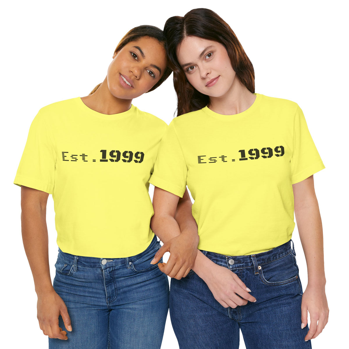 Vintage minimalist Est. 1999 T-shirt by Printify featuring simple text design on a casual cotton tee.