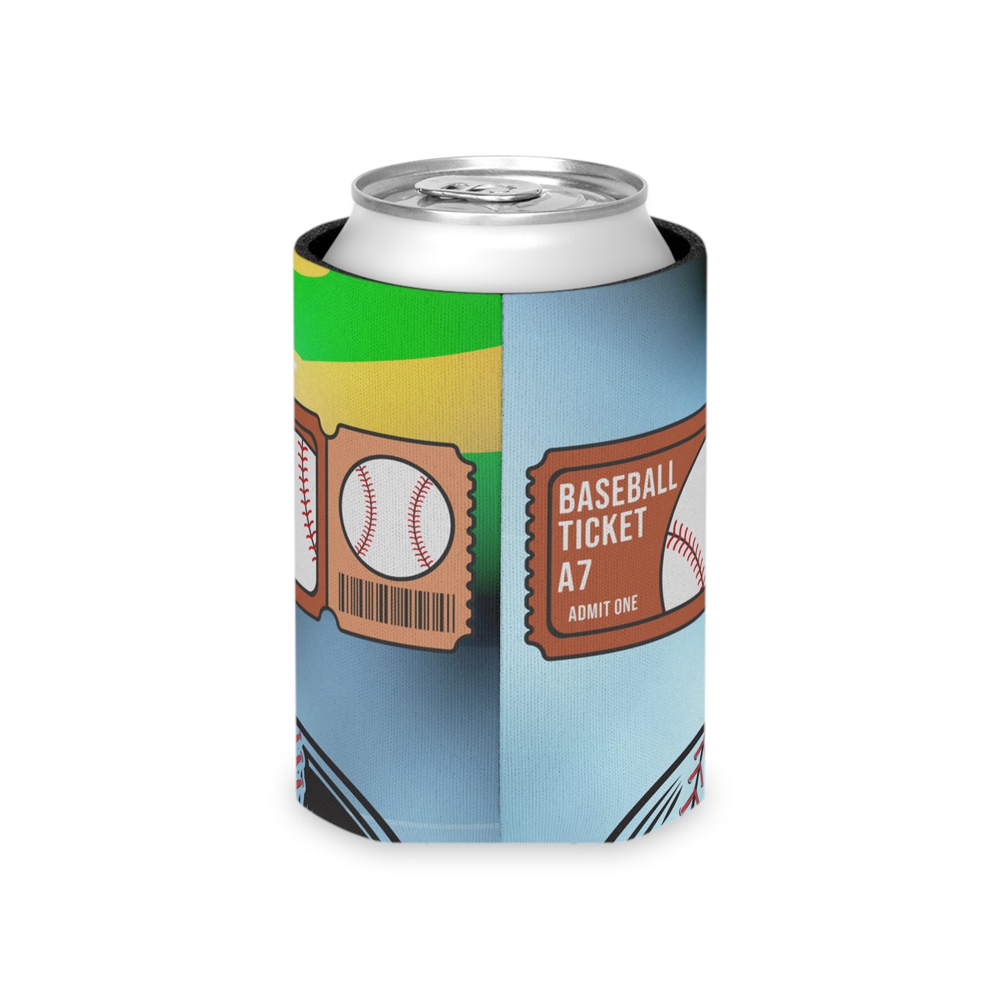 Baseball Ticket Can Cooler, Fun Drink Sleeve for Tailgates, Sports Events, Unique Gift for Fans, Outdoor BBQ, Summer Parties
