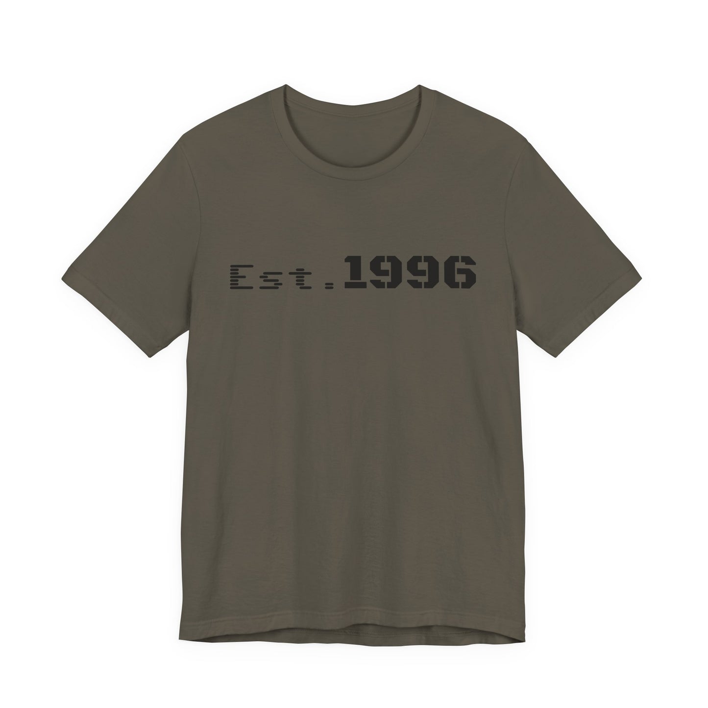 Vintage Est. 1996 T-shirt by Printify featuring classic design, perfect birthday gift for those born in 1996, casual unisex tee.