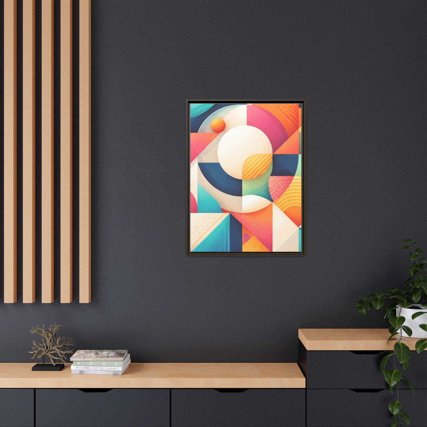 Colorful Geometric Abstract Art Matte Canvas Framed