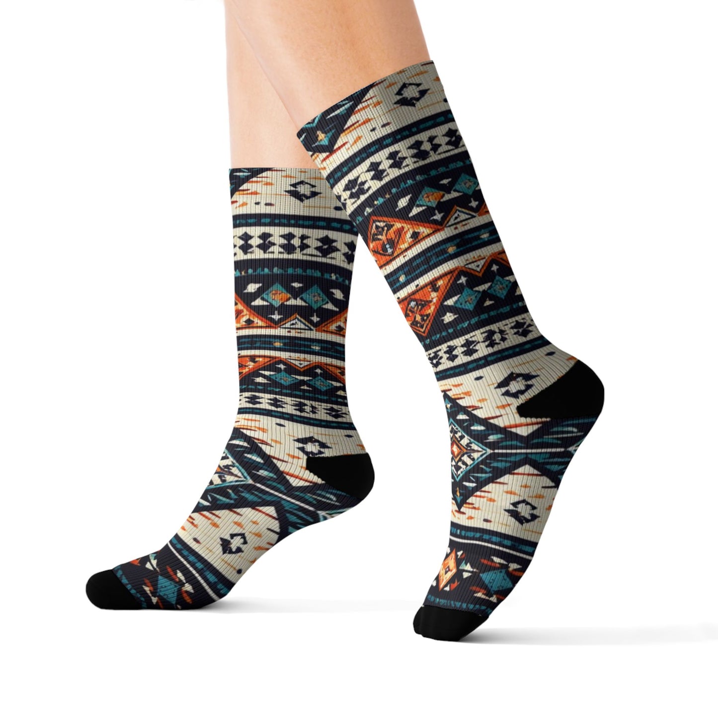 Southwestern Aztec Pattern Socks | Tribal Geometric Sublimation Socks