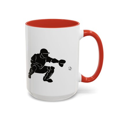 Baseball Catcher Coffee Mug, Sports Gift for Coaches, Black Accent Mug for Fans, Perfect for Birthdays & Celebrations, Unique Cup - TRV
