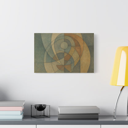 Abstract geometric circles on a matte canvas print, featuring modern design and vibrant colors, by Printify.
