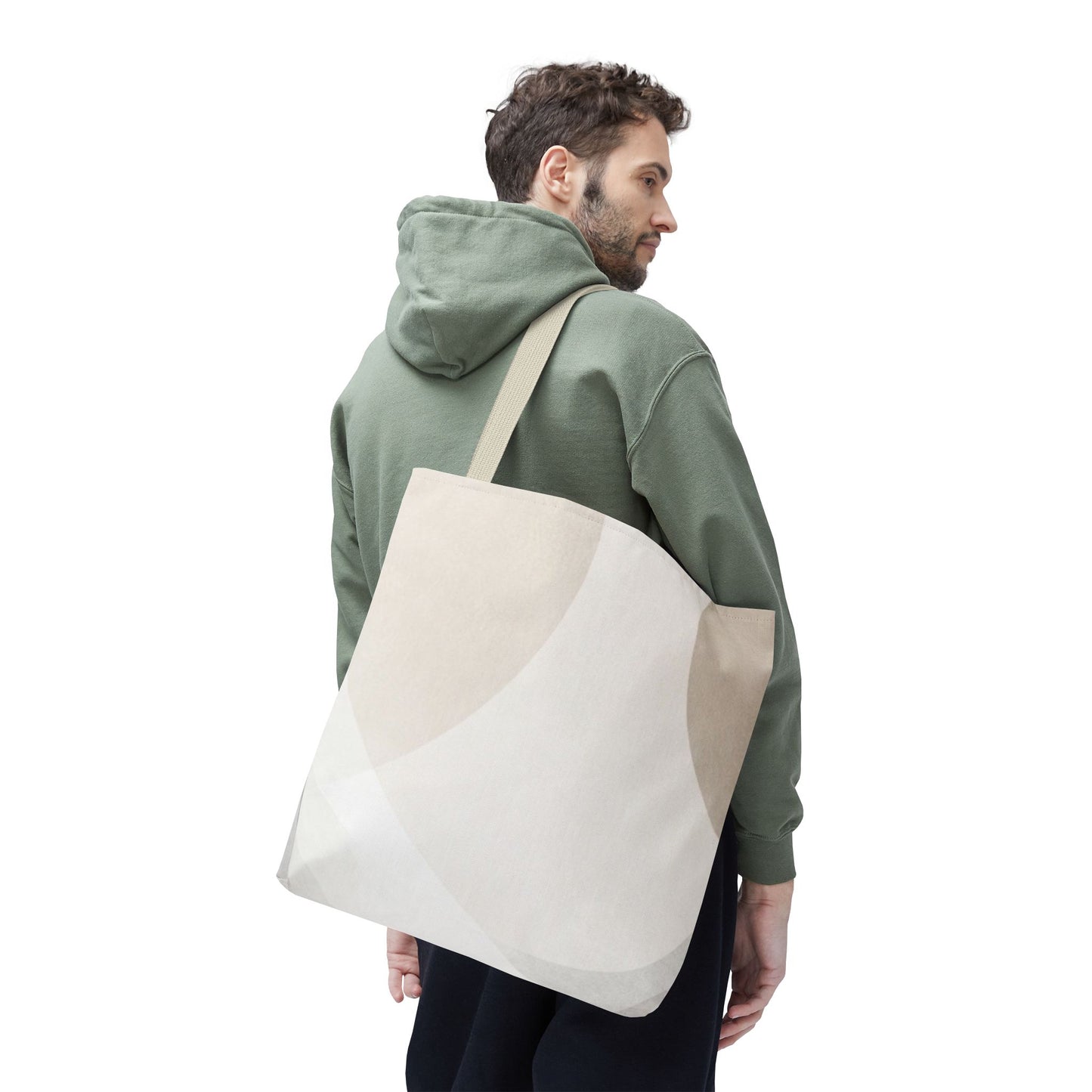 Neutral Abstract Geometric Tote Bag | Minimal Beige Shapes