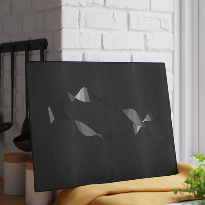 Abstract Geometric Fish Glass Cutting Board | Modern Kitchen Décor