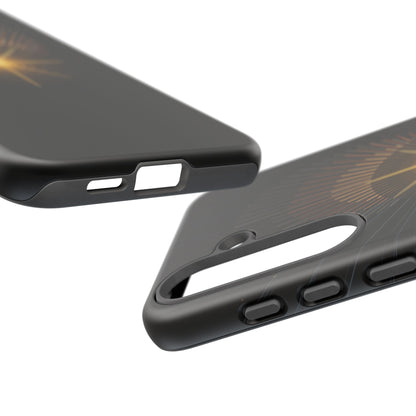 Tough Cases - Radiant Star Phone Case, Protective Black Shockproof Cover with Golden Light Design