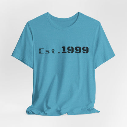 Vintage minimalist Est. 1999 T-shirt by Printify, featuring a simple birth year design on a casual cotton tee.