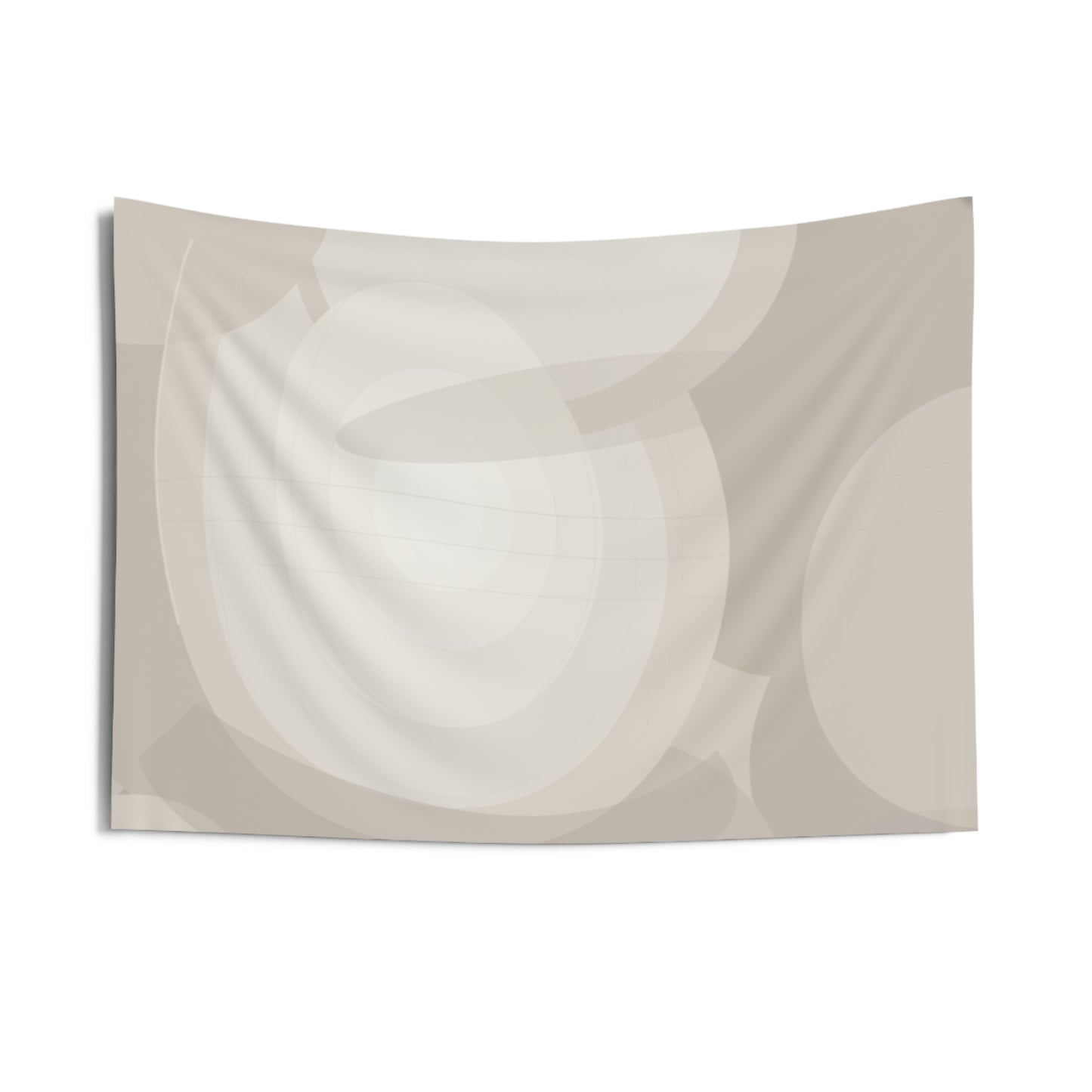 Neutral Abstract Circles Indoor Wall Tapestry | Minimalist Beige Geometric Art