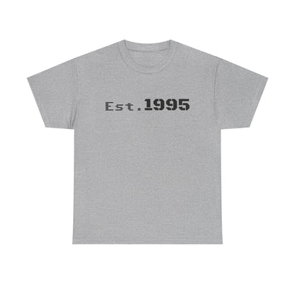 Vintage minimalist "Est. 1995" T-shirt by Printify featuring a simple birthday design on soft fabric.