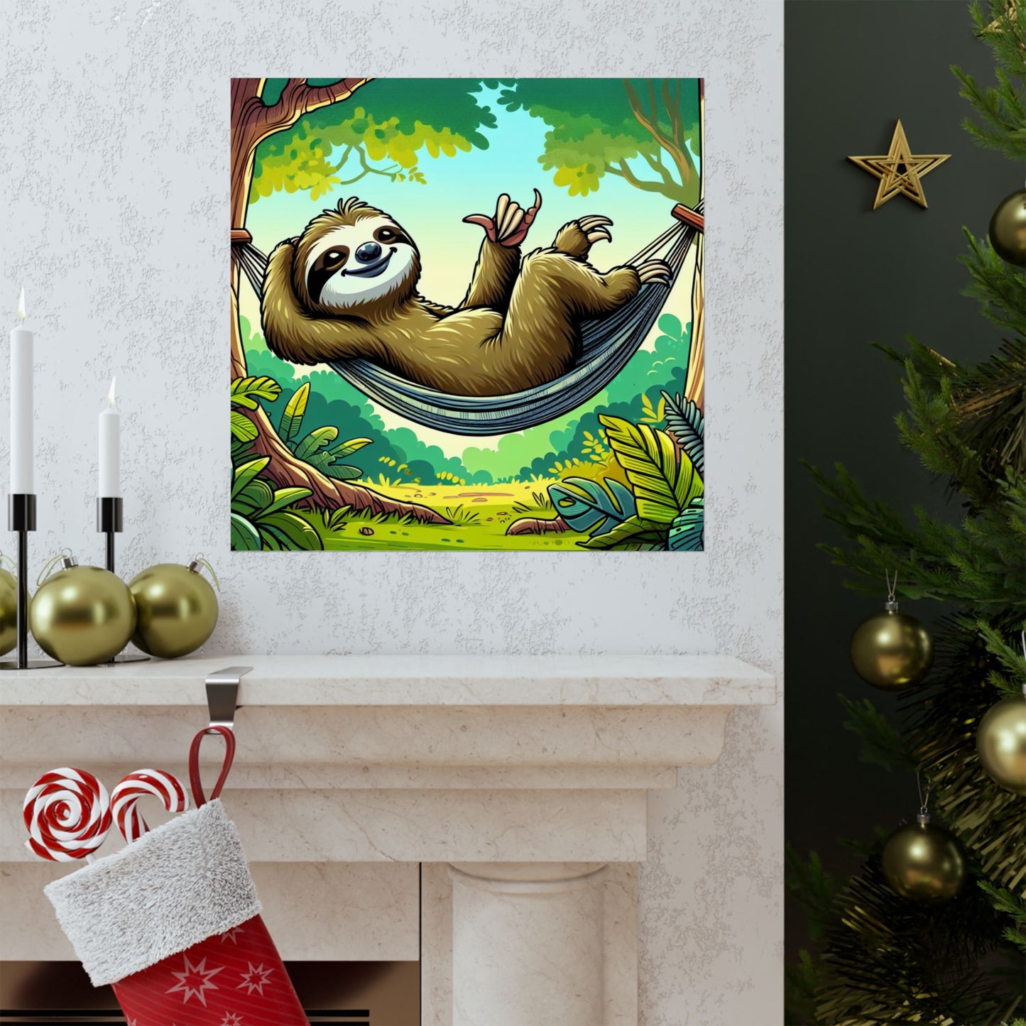 Sloth Hammock Matte Poster — Tropical Relaxation Wall Art